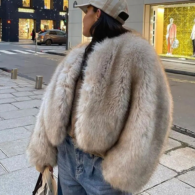 Pelliccia di volpe cappotto pelliccia corta