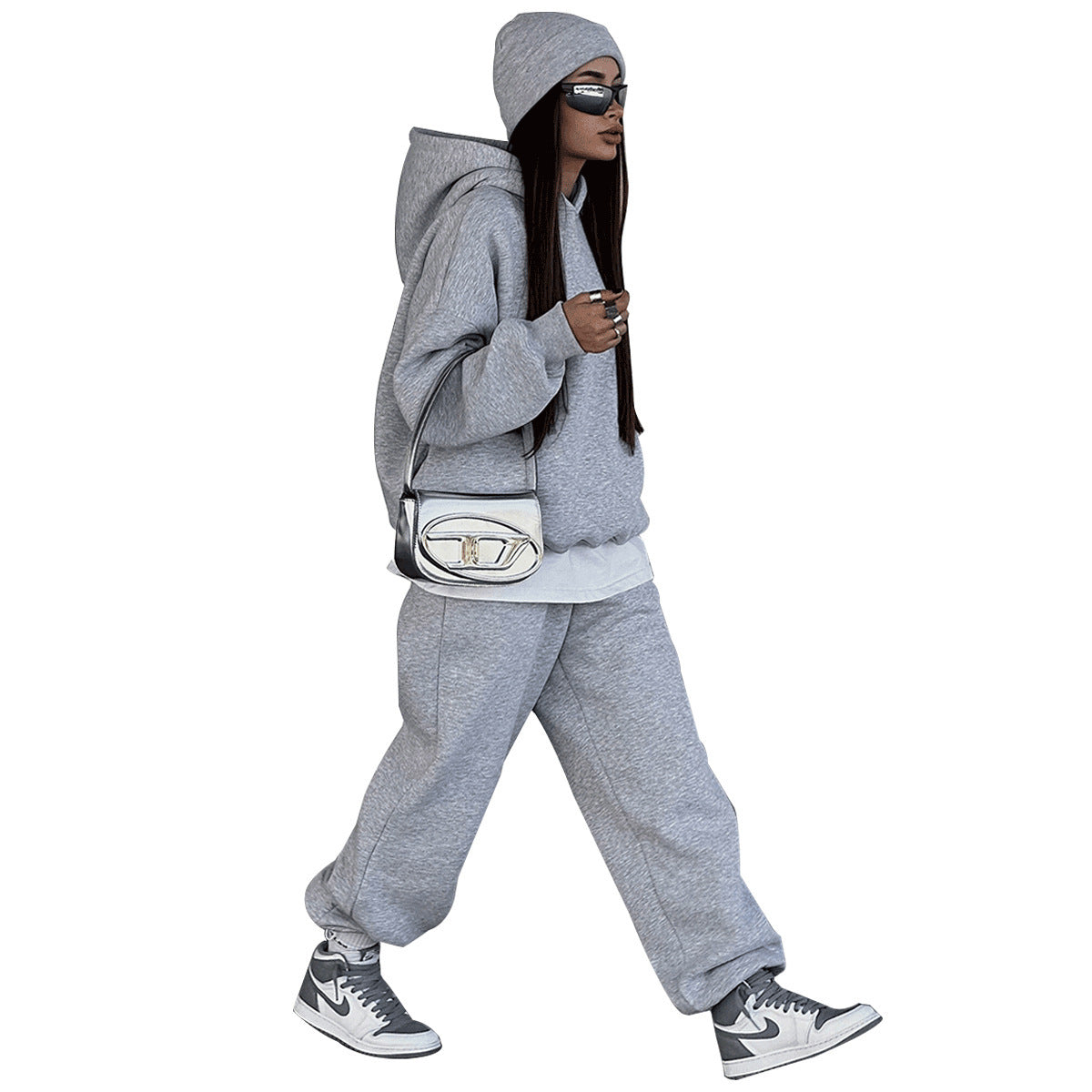 Felpa con cappuccio e pantaloni a gamba piccola set